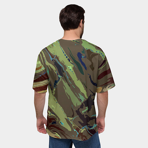 Мужская футболка оверсайз Абстракция тон хаки / 3D-принт – фото 4