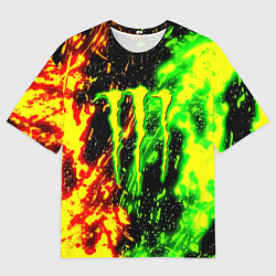 Мужская футболка оверсайз Monster energy кислотный стиль