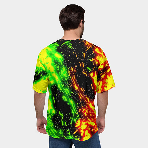 Мужская футболка оверсайз Monster energy кислотный стиль / 3D-принт – фото 4