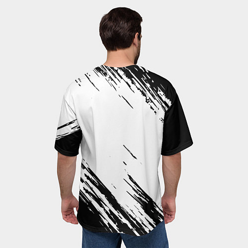 Мужская футболка оверсайз Monster energy черно краски / 3D-принт – фото 4