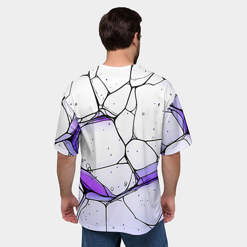 Мужская футболка оверсайз Разлом белой текстуры / 3D-принт – фото 4