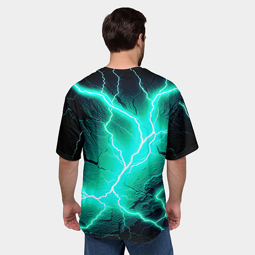 Мужская футболка оверсайз Color light blue black / 3D-принт – фото 4