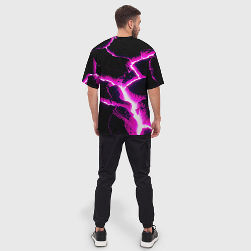 Мужская футболка оверсайз Color pink black / 3D-принт – фото 4