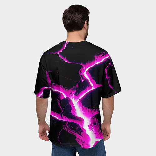 Мужская футболка оверсайз Color pink black / 3D-принт – фото 4