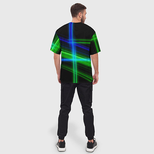 Мужская футболка оверсайз Color blue black green / 3D-принт – фото 4