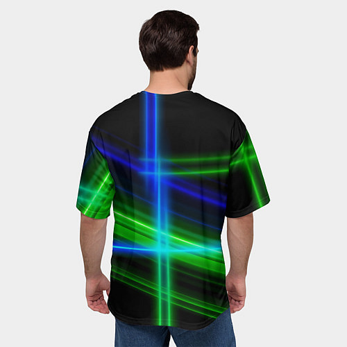 Мужская футболка оверсайз Color blue black green / 3D-принт – фото 4
