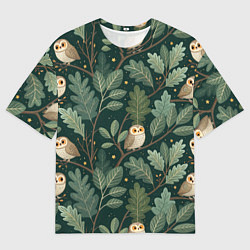 Футболка оверсайз мужская Совы в лесу, цвет: 3D-принт