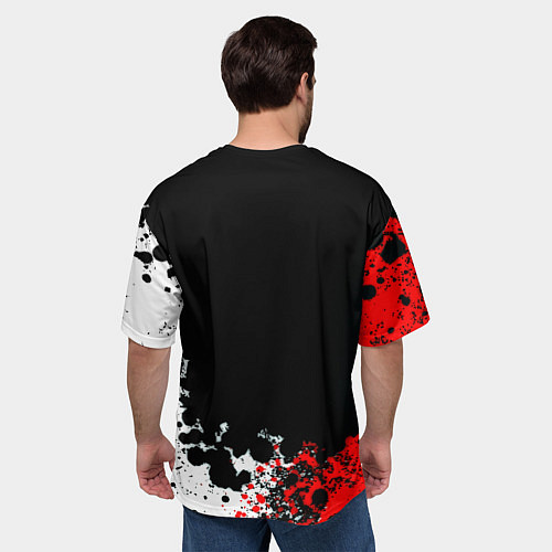 Мужская футболка оверсайз Monster energy брызги красок / 3D-принт – фото 4