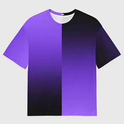 Футболка оверсайз мужская Чёрно-сиреневый градиент пополам, цвет: 3D-принт