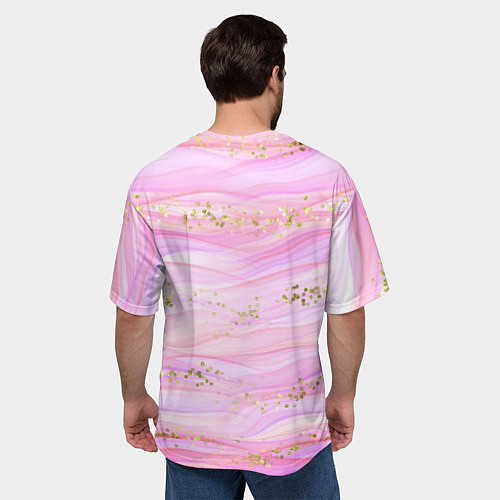 Мужская футболка оверсайз Inzoi розовый фон с золотинками / 3D-принт – фото 4