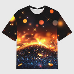 Футболка оверсайз мужская Оранжевое боке на черном, цвет: 3D-принт