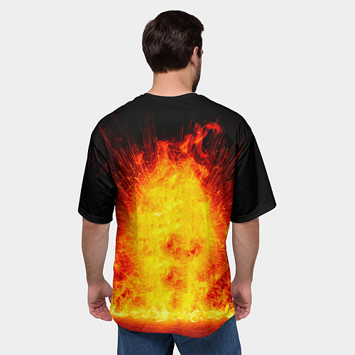 Мужская футболка оверсайз Волейболист в огне / 3D-принт – фото 4