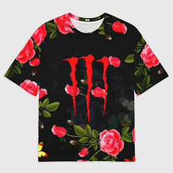 Мужская футболка оверсайз Monster energy rose steel