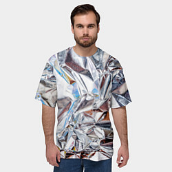 Футболка оверсайз мужская Зеркальная металическая фольга текстура, цвет: 3D-принт — фото 2