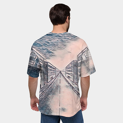 Мужская футболка оверсайз Сумрачный город / 3D-принт – фото 4