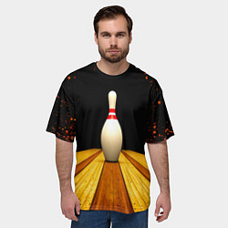Футболка оверсайз мужская Кегля для боулинга на черном, цвет: 3D-принт — фото 2
