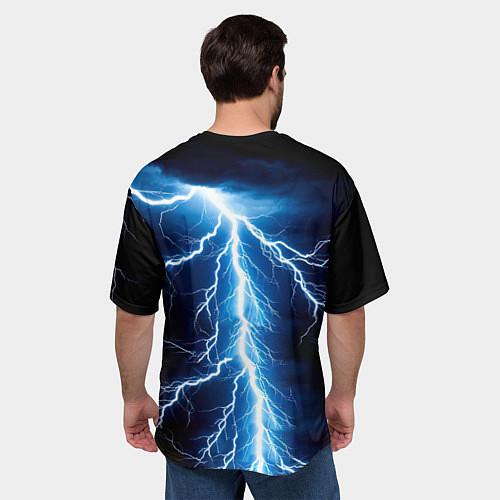 Мужская футболка оверсайз Кегля для боулинга и молния / 3D-принт – фото 4