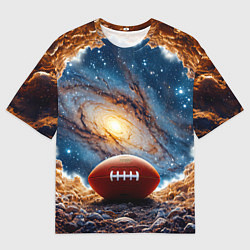 Мужская футболка оверсайз Мяч для американского футбола в космосе