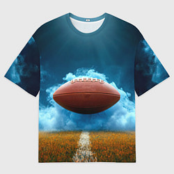 Мужская футболка оверсайз Мяч для американского футбола синий дым