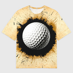 Футболка оверсайз мужская Мяч для гольфа на бежевом, цвет: 3D-принт