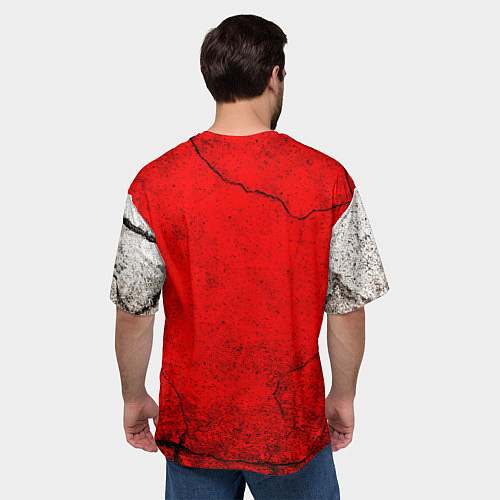Мужская футболка оверсайз Красно-белый мяч для регби / 3D-принт – фото 4
