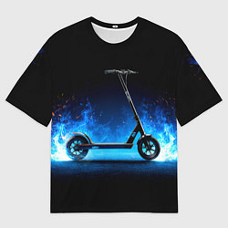 Футболка оверсайз мужская Самокат в синем пламени, цвет: 3D-принт