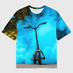 Футболка оверсайз мужская Самокат в синем дыму, цвет: 3D-принт