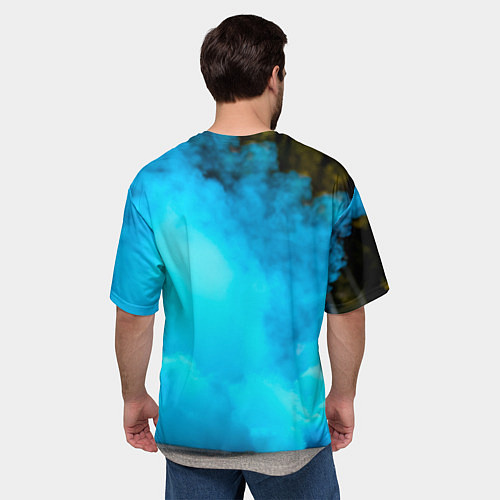 Мужская футболка оверсайз Самокат в синем дыму / 3D-принт – фото 4