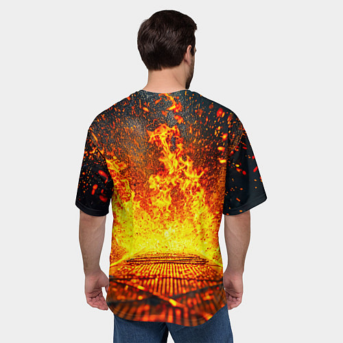 Мужская футболка оверсайз Сапборд в огне / 3D-принт – фото 4