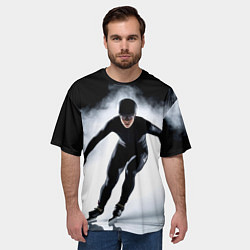 Футболка оверсайз мужская Скоростной бег на коньках в черном, цвет: 3D-принт — фото 2