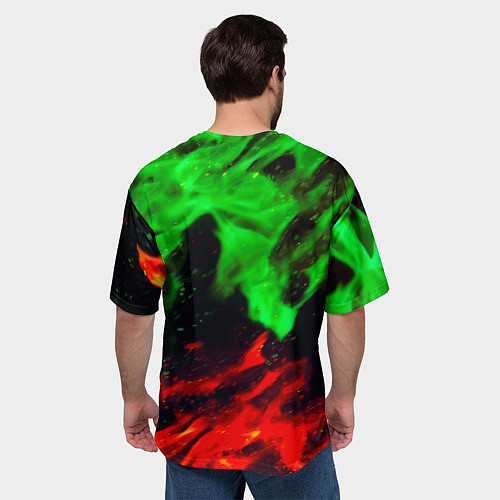 Мужская футболка оверсайз Monster energy огонь лого / 3D-принт – фото 4