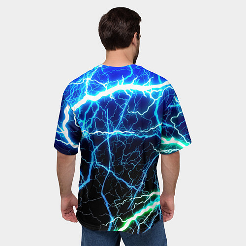 Мужская футболка оверсайз Monster energy electro / 3D-принт – фото 4