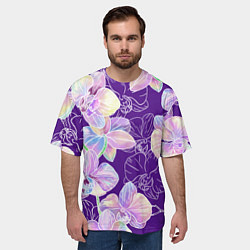Футболка оверсайз мужская Японские акварельные орхидеи, цвет: 3D-принт — фото 2