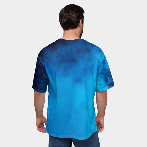 Мужская футболка оверсайз Турникмен синий дым / 3D-принт – фото 4