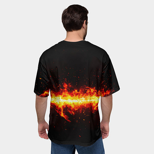 Мужская футболка оверсайз Теннисная ракетка в огне / 3D-принт – фото 4