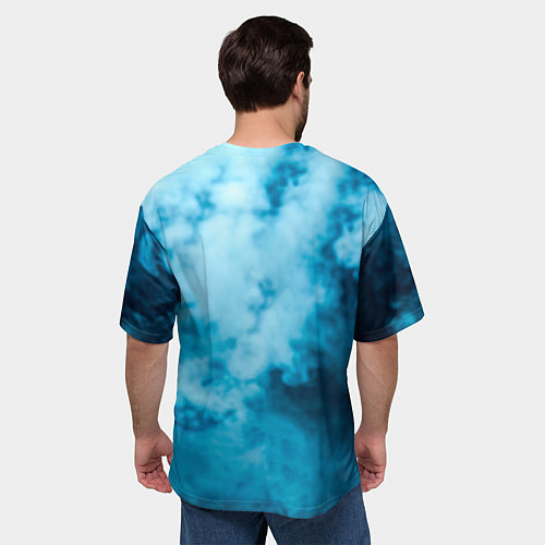 Мужская футболка оверсайз Бодибилдер в синем дыму / 3D-принт – фото 4