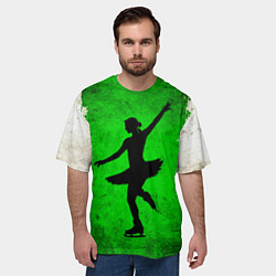 Футболка оверсайз мужская Фигуристка на зеленом, цвет: 3D-принт — фото 2