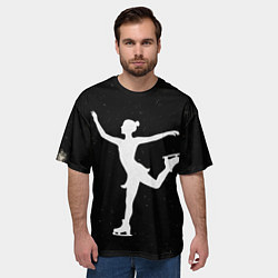 Футболка оверсайз мужская Силуэт фигуристки на черном, цвет: 3D-принт — фото 2