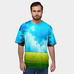 Футболка оверсайз мужская Поле для гольфа в синем дыму, цвет: 3D-принт — фото 2