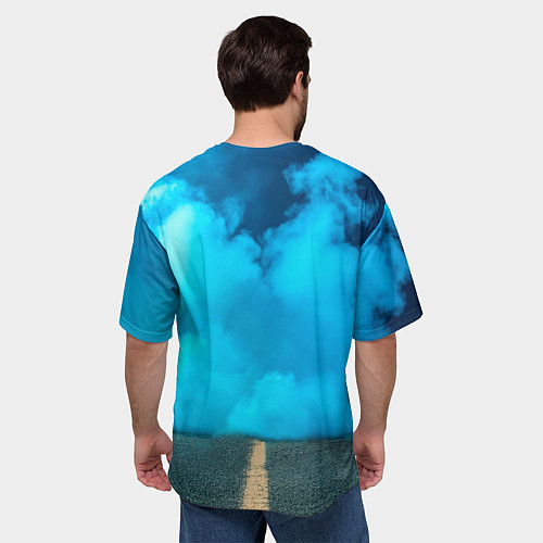 Мужская футболка оверсайз Дорожный велосипед и синий дым / 3D-принт – фото 4