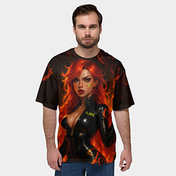 Футболка оверсайз мужская Пламенная Мавуика - Genshin Impact, цвет: 3D-принт — фото 2