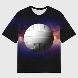 Футболка оверсайз мужская Волейбольный мяч в космосе, цвет: 3D-принт