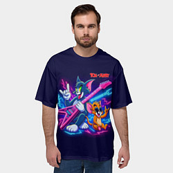 Футболка оверсайз мужская Том и Джерри рок музыканты - неоновое свечение, цвет: 3D-принт — фото 2