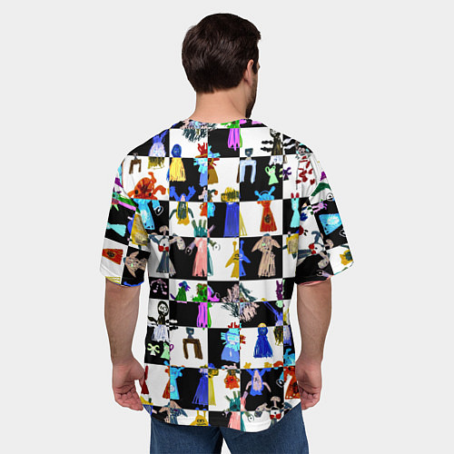 Мужская футболка оверсайз Монстрики на шахматном фоне / 3D-принт – фото 4