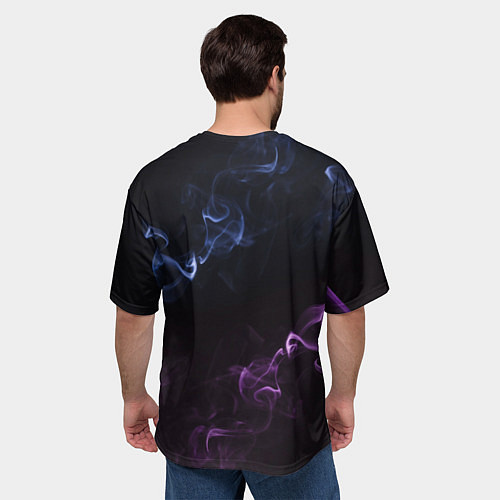 Мужская футболка оверсайз Color black blue pink / 3D-принт – фото 4