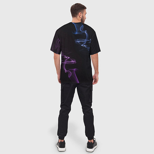 Мужская футболка оверсайз Color black blue pink / 3D-принт – фото 4