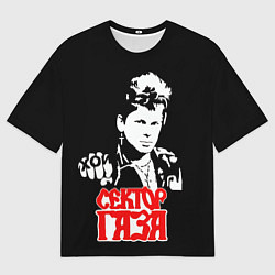 Мужская футболка оверсайз Юрий Хой портрет трафаретом