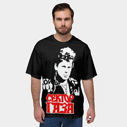 Футболка оверсайз мужская Юрий Хой портрет трафаретом, цвет: 3D-принт — фото 2