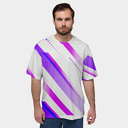Футболка оверсайз мужская Color white pink, цвет: 3D-принт — фото 2