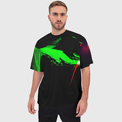 Футболка оверсайз мужская Color black green red, цвет: 3D-принт — фото 2